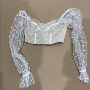 Hello Molly Sheer Polka Dot Sleeve Blouse